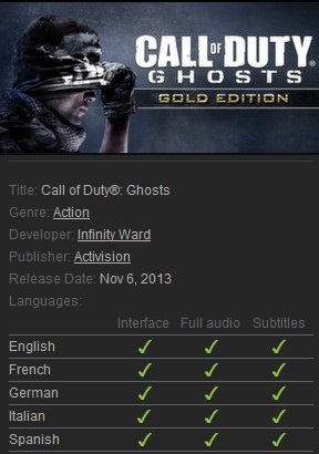 Call of Duty: Ghosts - Gold Edition Steam - Click Image to Close